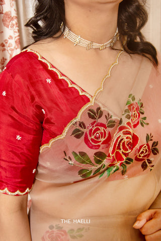 Heera Red Hand-Embroidered Blouse Heera Red Hand-Embroidered Blouse