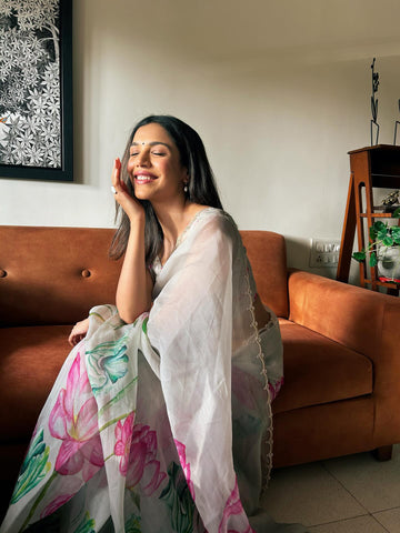 Kumud Goose Organza Silk Saree Kumud Goose Organza Silk Saree