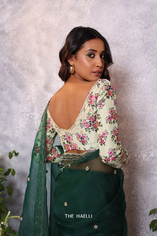 Tara Mint Printed Hand-Embroidered silk blouse Tara Mint Printed Hand-Embroidered silk blouse