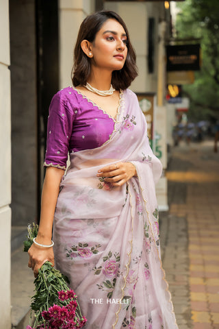 Heera Purple Hand-Embroidered Blouse Heera Purple Hand-Embroidered Blouse