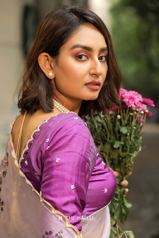 Heera Purple Hand-Embroidered Blouse Heera Purple Hand-Embroidered Blouse