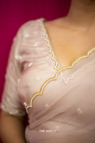 Heera Beige Hand-Emboidered Blouse Heera Beige Hand-Emboidered Blouse