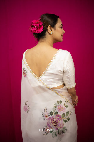 Heera White Hand-Embroidered Blouse Heera White Hand-Embroidered Blouse
