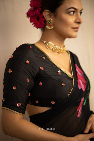 Noori Black Hand-Embroidered Blouse Noori Black Hand-Embroidered Blouse