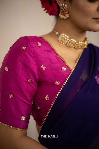 Noori Jazzberry Hand-Embroidered Silk Blouse Noori Jazzberry Hand-Embroidered Silk Blouse
