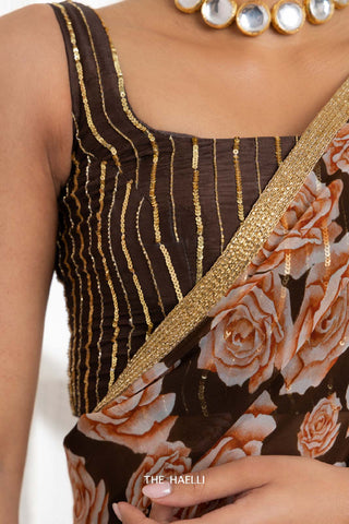 Sona Brown Hand-Embroidered Blouse Sona Brown Hand-Embroidered Blouse