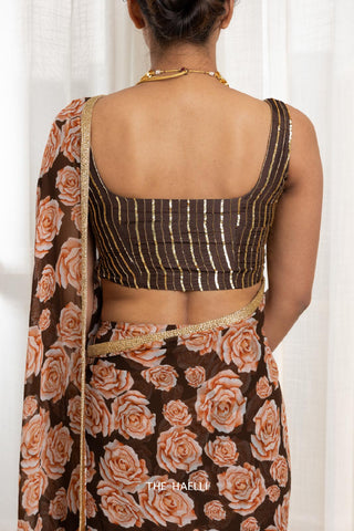 Sona Brown Hand-Embroidered Blouse Sona Brown Hand-Embroidered Blouse