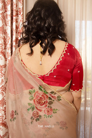 Heera Red Hand-Embroidered Blouse Heera Red Hand-Embroidered Blouse