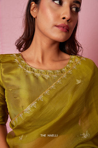 Ruhi Green Silk Blouse Ruhi Green Silk Blouse
