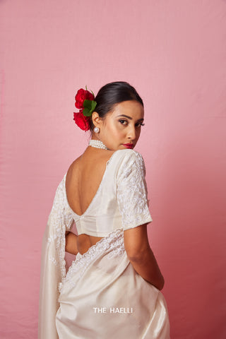 Champa White Hand Embroidered Blouse Champa White Hand Embroidered Blouse