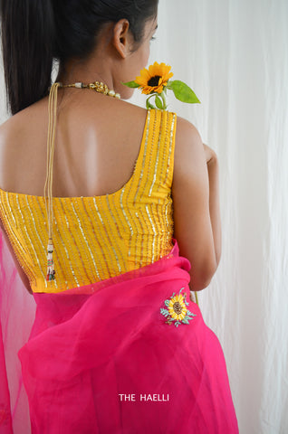 Sona Yellow Hand-Embroidered Blouse Sona Yellow Hand-Embroidered Blouse