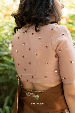 Noori Beige Hand-Embroidered Silk Blouse Noori Beige Hand-Embroidered Silk Blouse