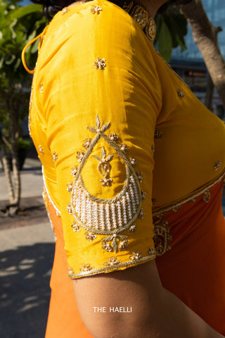 Maharaani Yellow Hand-Embroidered Silk Blouse Maharaani Yellow Hand-Embroidered Silk Blouse