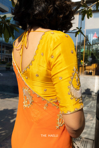 Maharaani Yellow Hand-Embroidered Silk Blouse Maharaani Yellow Hand-Embroidered Silk Blouse