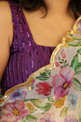 Sona Purple Hand-embroidered blouse Sona Purple Hand-embroidered blouse