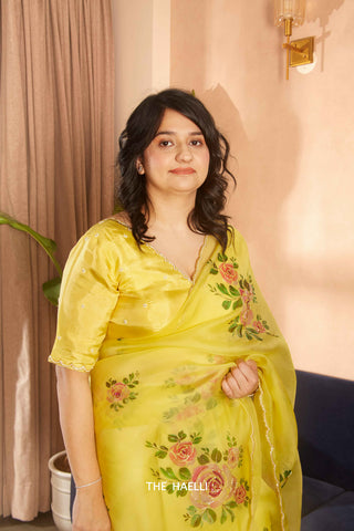 Heera Yellow Hand-Embroidered Blouse Heera Yellow Hand-Embroidered Blouse