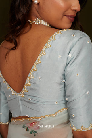 Heera Blue Hand-Embroidered Blouse Heera Blue Hand-Embroidered Blouse