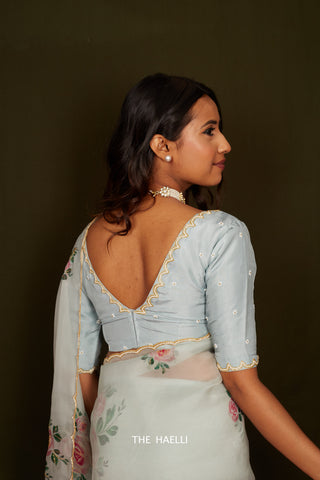 Heera Blue Hand-Embroidered Blouse Heera Blue Hand-Embroidered Blouse