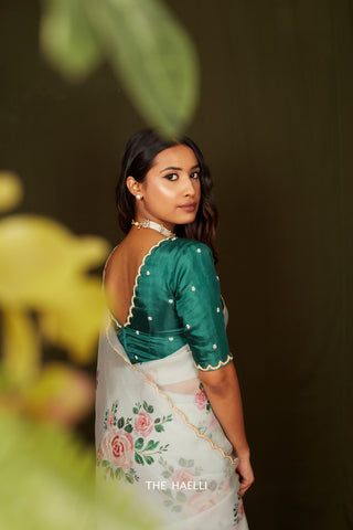 Heera Teal Hand-Embroidered Blouse Heera Teal Hand-Embroidered Blouse