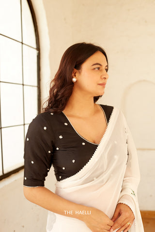 Noori Black with Silver Hand-Embroidered Blouse Noori Black with Silver Hand-Embroidered Blouse