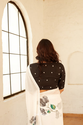 Noori Black with Silver Hand-Embroidered Blouse Noori Black with Silver Hand-Embroidered Blouse
