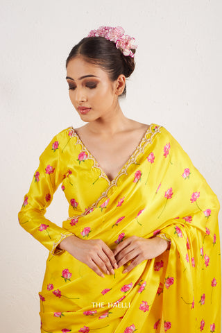 Nadia Yellow Satin Silk Blouse Nadia Yellow Satin Silk Blouse