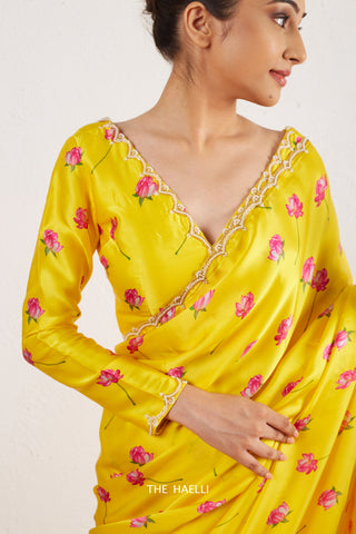 Nadia Yellow Satin Silk Blouse Nadia Yellow Satin Silk Blouse