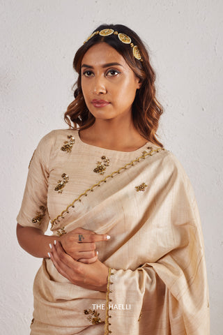 Pari Beige Tussar Silk Blouse Pari Beige Tussar Silk Blouse
