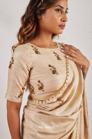Pari Beige Tussar Silk Blouse Pari Beige Tussar Silk Blouse