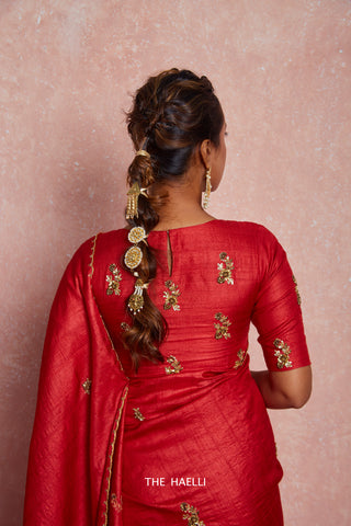Pari Red Tussar Silk Blouse Pari Red Tussar Silk Blouse