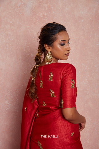 Pari Red Tussar Silk Blouse Pari Red Tussar Silk Blouse