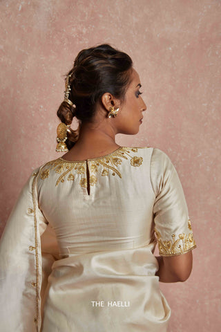 Leela Off White Tussar Silk Blouse Leela Off White Tussar Silk Blouse