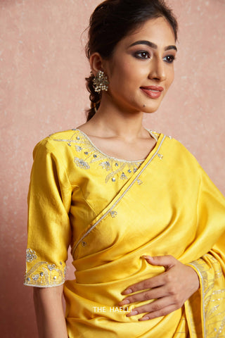 Leela Yellow Tussar Silk Blouse Leela Yellow Tussar Silk Blouse