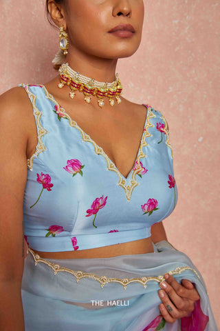 Nadia Blue Satin Silk Blouse Nadia Blue Satin Silk Blouse