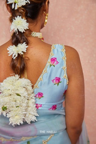 Nadia Blue Satin Silk Blouse Nadia Blue Satin Silk Blouse