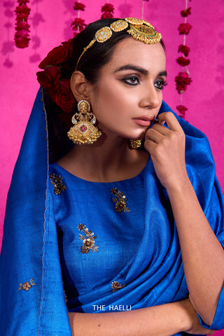 Pari Blue Tussar Silk Blouse Pari Blue Tussar Silk Blouse