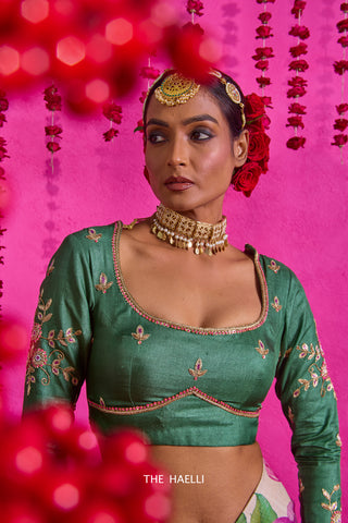 Firdaus Green Tussar Silk Blouse Firdaus Green Tussar Silk Blouse