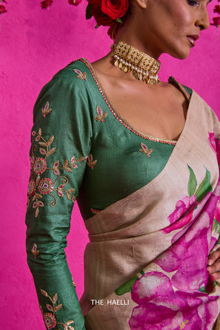 Firdaus Green Tussar Silk Blouse Firdaus Green Tussar Silk Blouse