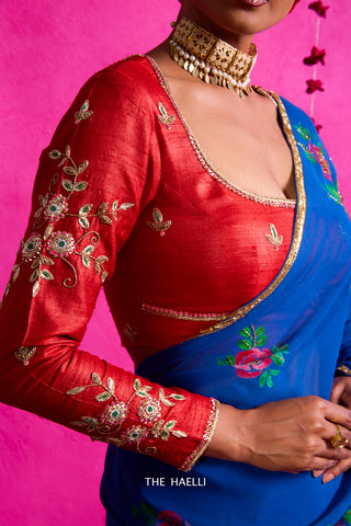 Firdaus Red Tussar Silk Blouse Firdaus Red Tussar Silk Blouse