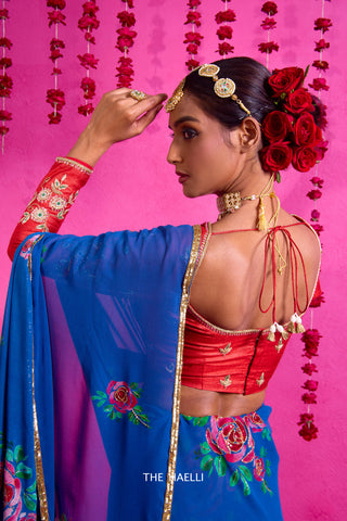 Firdaus Red Tussar Silk Blouse Firdaus Red Tussar Silk Blouse