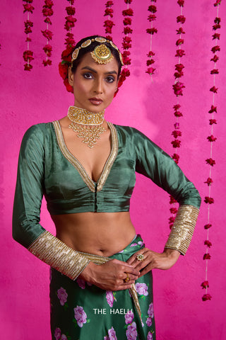 Raya Green Silk Blouse Raya Green Silk Blouse