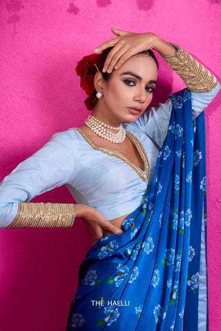 Raya Sky Blue Silk Blouse Raya Sky Blue Silk Blouse