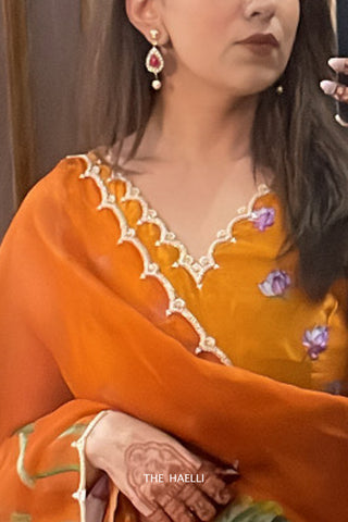 Nadia Orange Satin Silk Blouse Nadia Orange Satin Silk Blouse