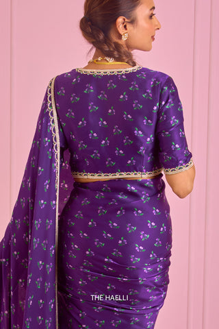 Roma Purple Satin Silk Blouse Roma Purple Satin Silk Blouse