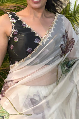 Nadia Black Grey Silk Blouse Nadia Black Grey Silk Blouse