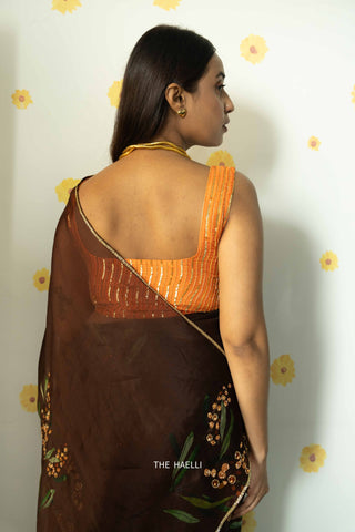 Sona Orange Hand-Embroidered Blouse Sona Orange Hand-Embroidered Blouse