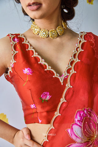 Nadia Red Satin Silk Blouse Nadia Red Satin Silk Blouse