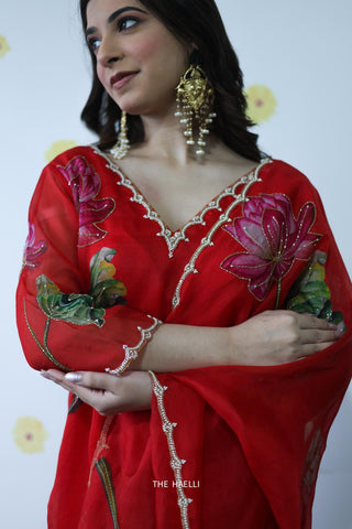 Kamal Red Organza Kurta Set Kamal Red Organza Kurta Set