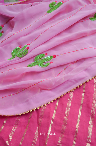 The Cactus Story Pink Georgette Saree The Cactus Story Pink Georgette Saree
