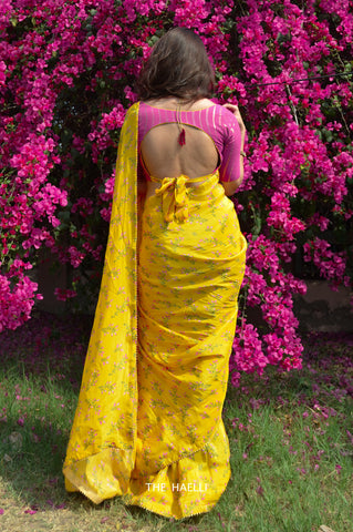Pretty In Yellow Uppada Silk Saree Pretty In Yellow Uppada Silk Saree